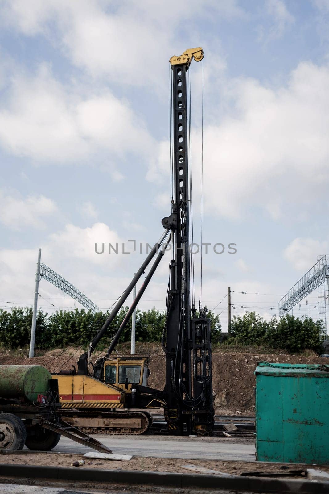 heavy machinery. excavator on the construction site. industry