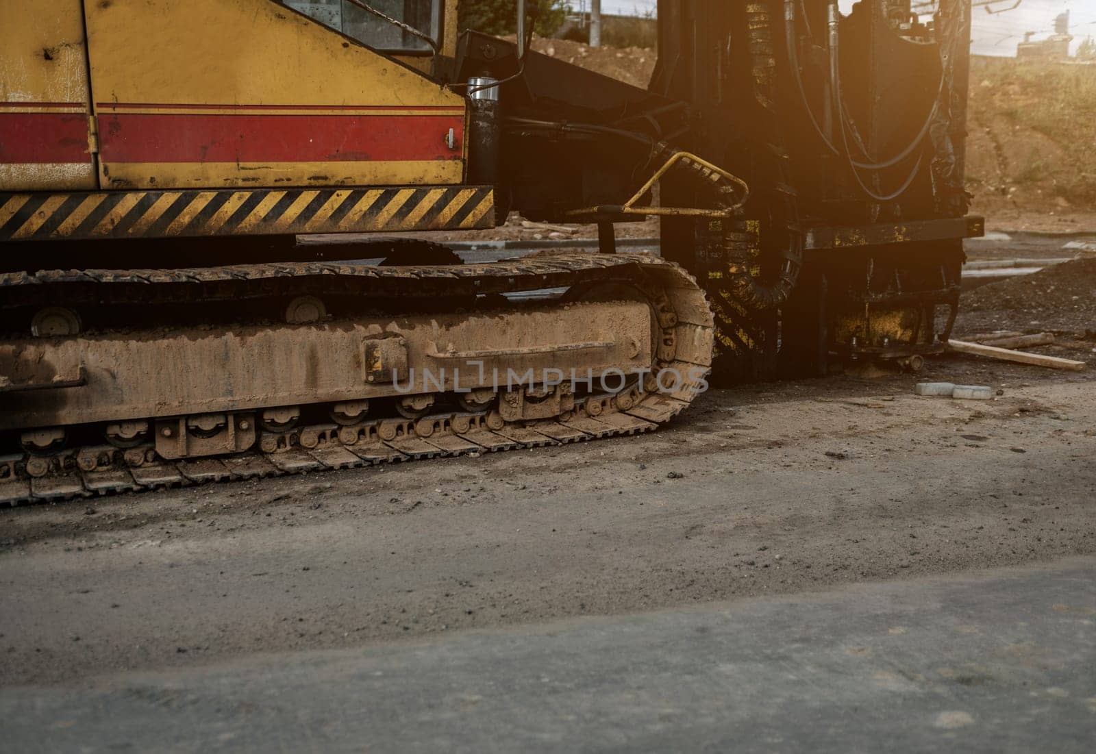 excavator - industrial machine. Road construction and building industry.