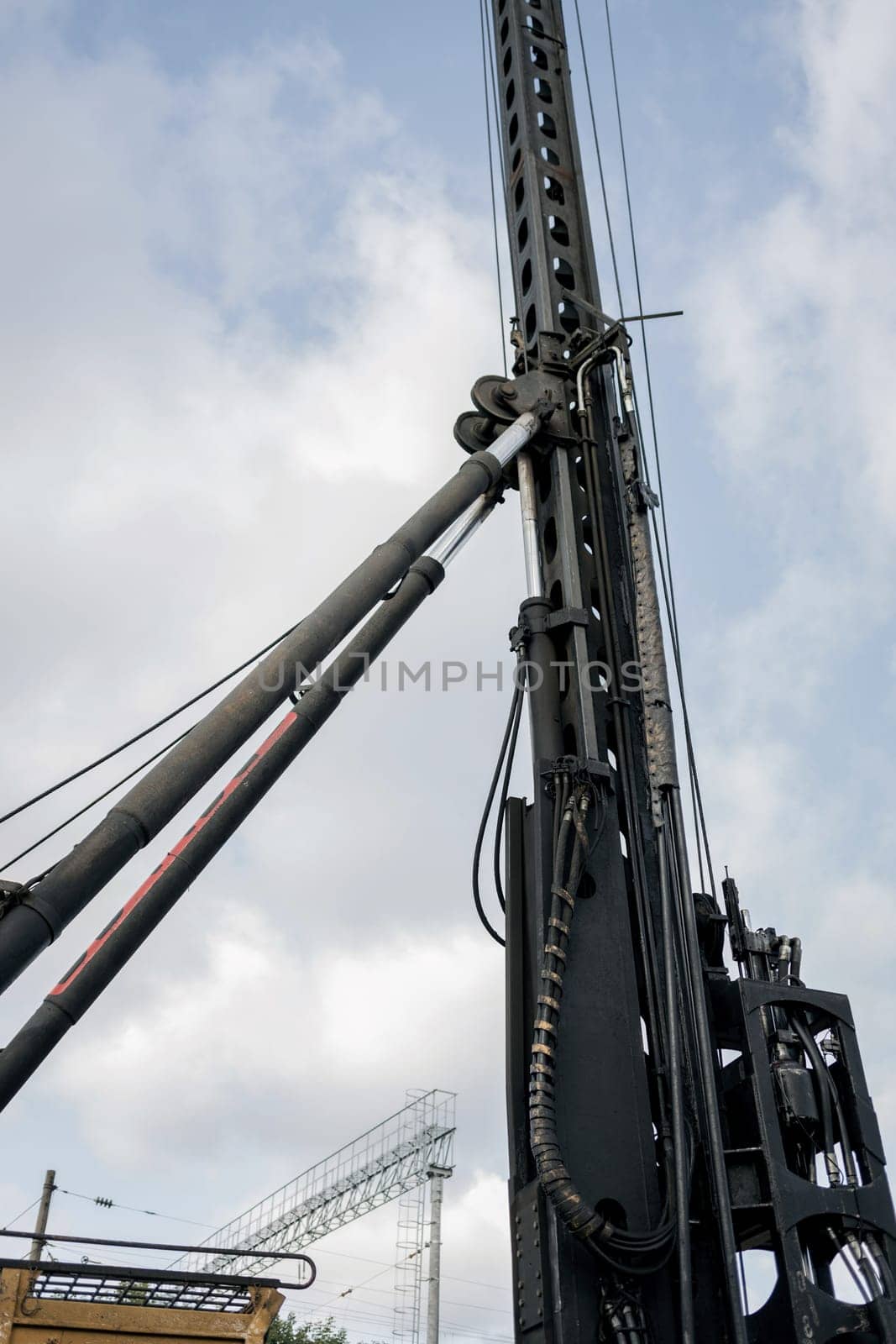 Hydraulic Pile Driving Rig machine standing near the construction site and ready for work.