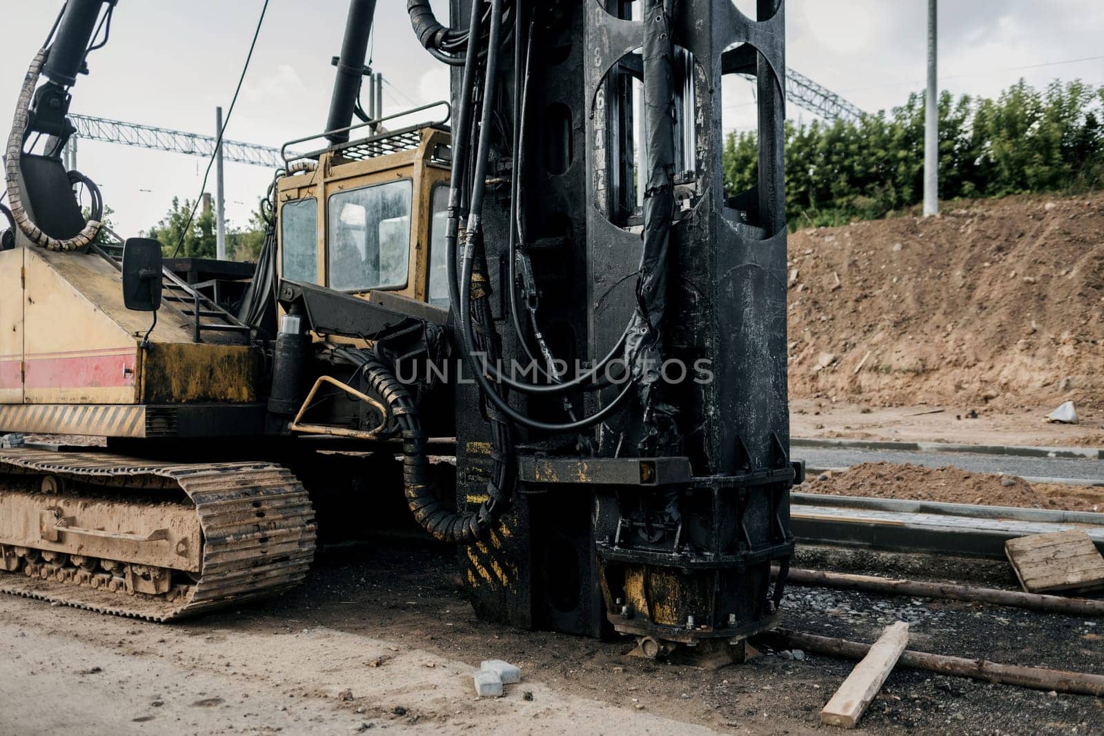 Crawler drilling rig on the construction site