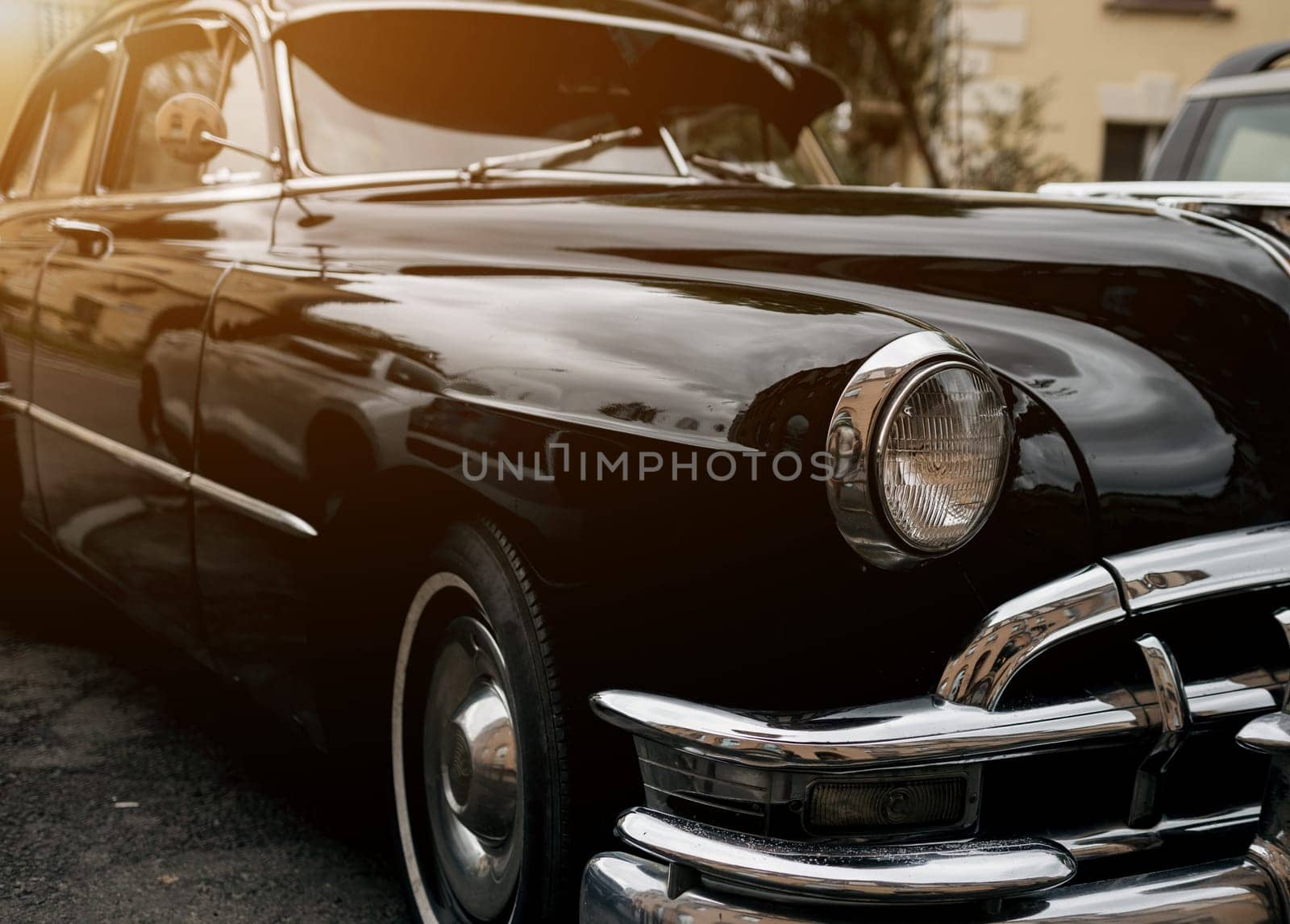 Vintage russian black car. old auto
