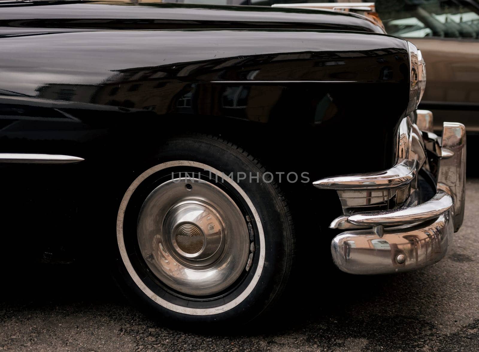 side view of a vintage car. old auto