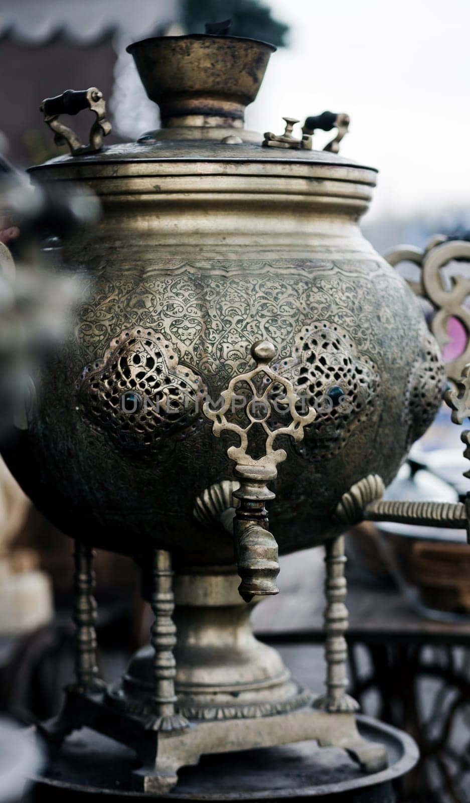  Old Vintage metal Traditional Russian Teapot samovar. Water boiler