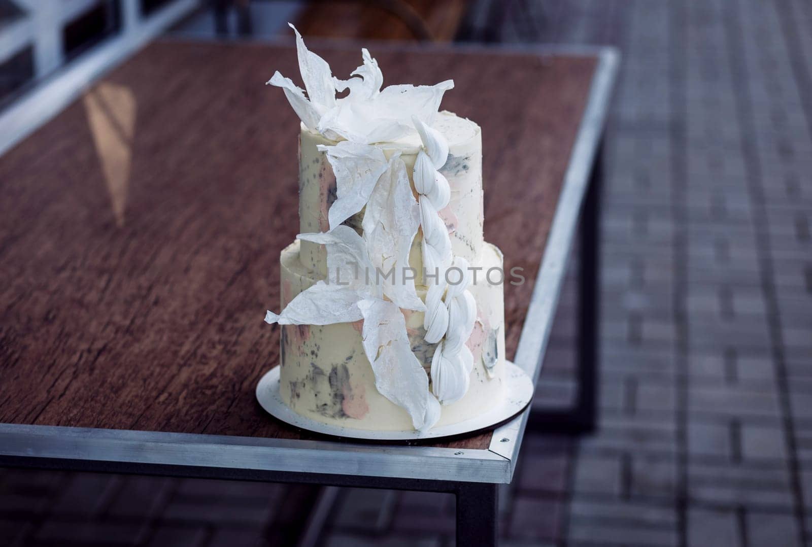 delicious wedding cake with a unique decor