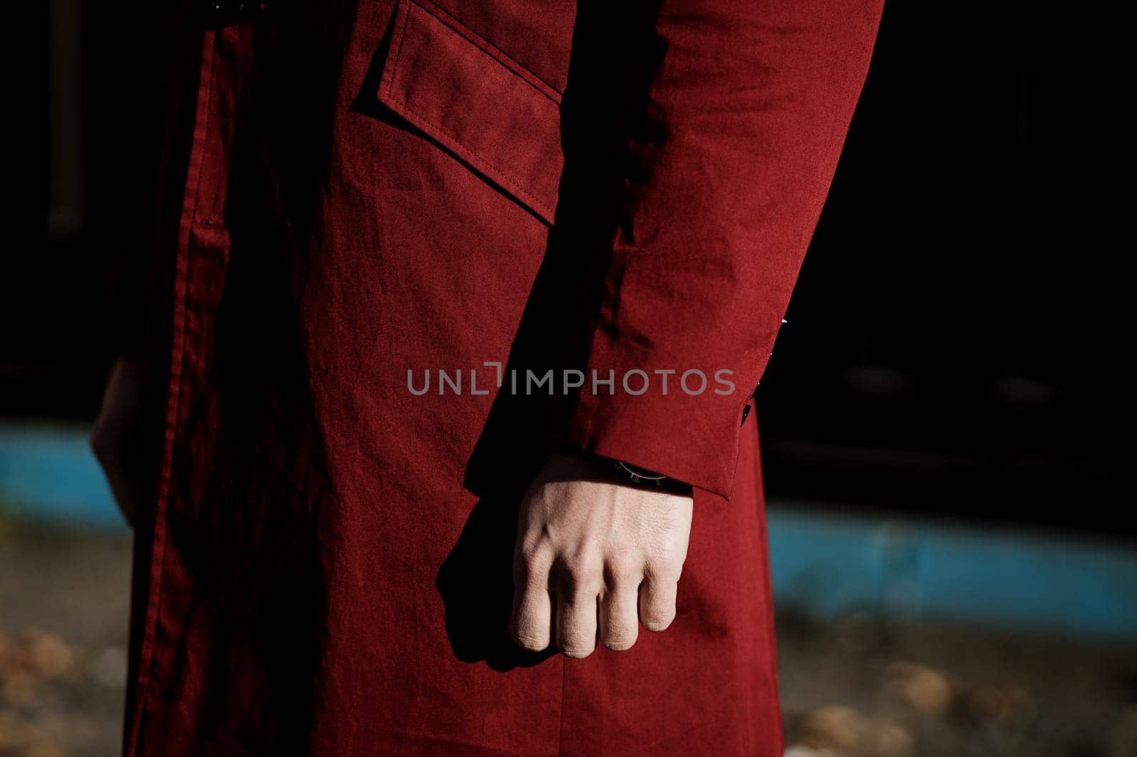 red autumn men's coat. male fashion