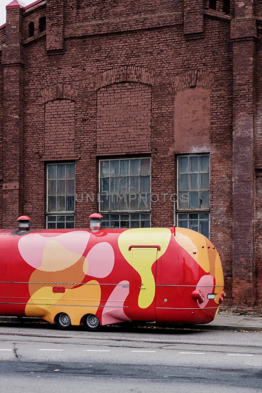 colorful food truck parked on city streets