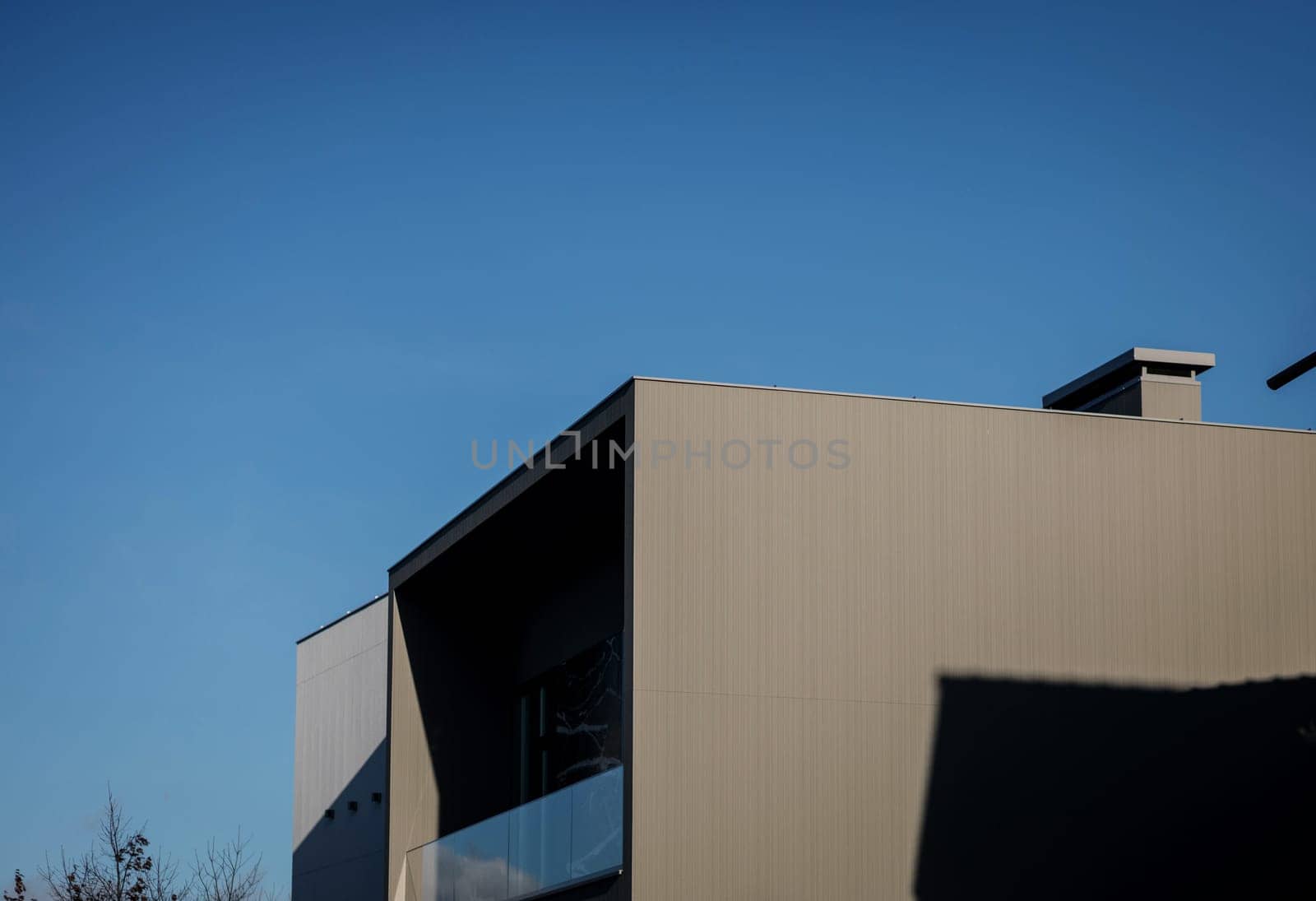 Modern exterior of luxury cottage. Private house