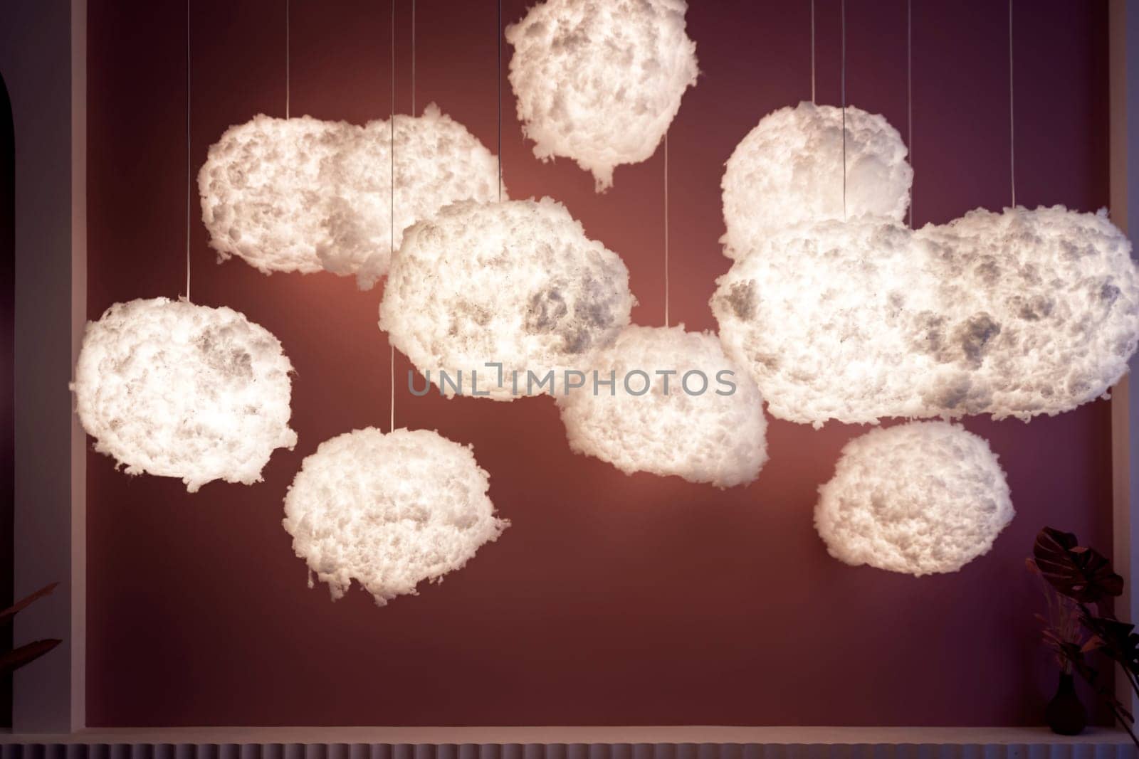 Beautiful modern design of ceiling lights in the form of fluffy clouds