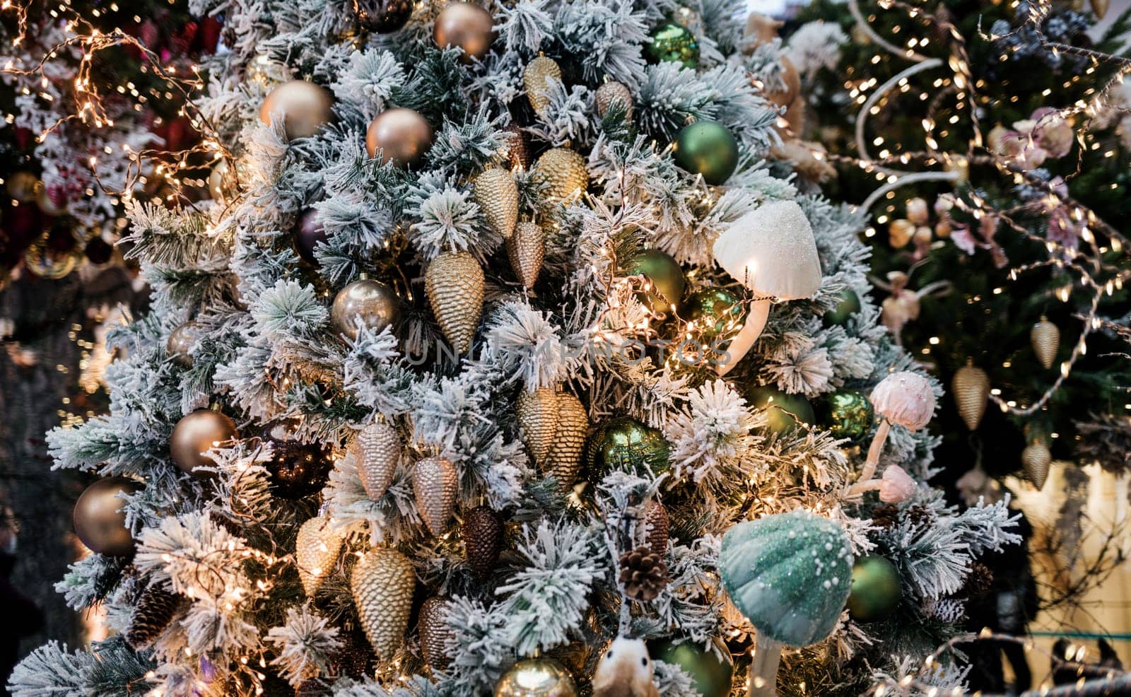 decorated Christmas tree. festive atmosphere