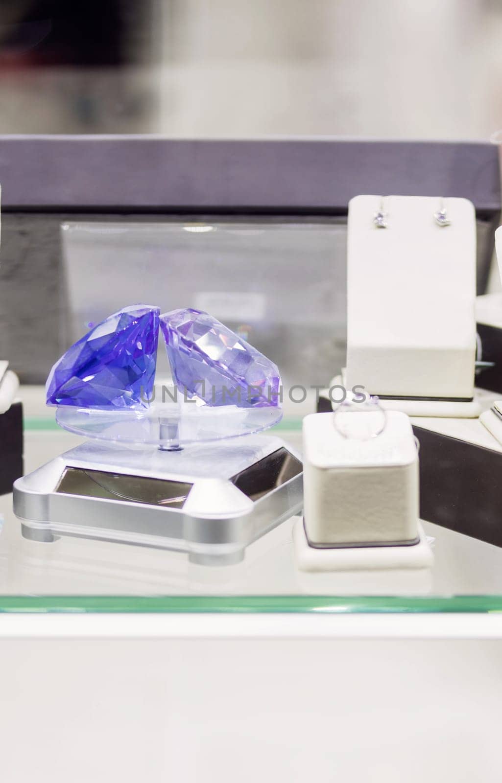 Beautiful two blue diamonds in showcase