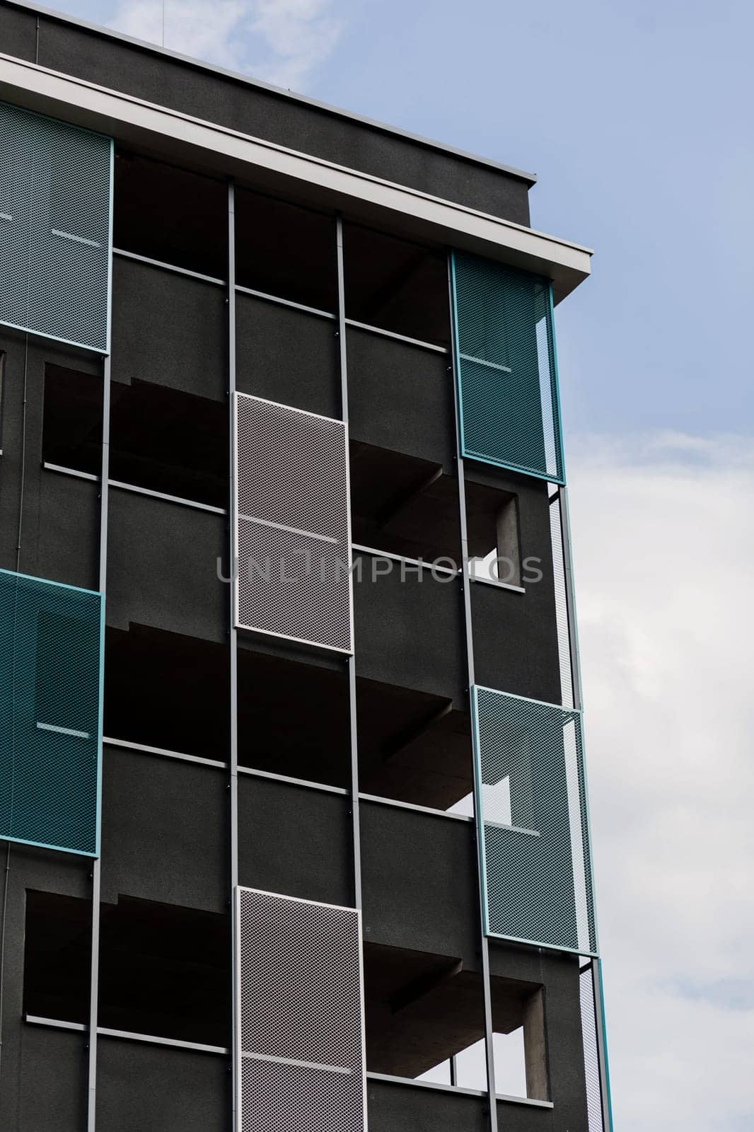 geometric form steel industrial building. modern architecture