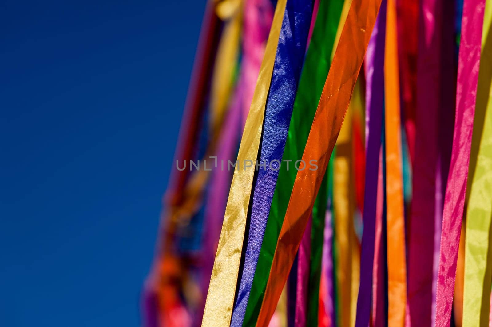 colorful colored ribbons are fluttering in the wind