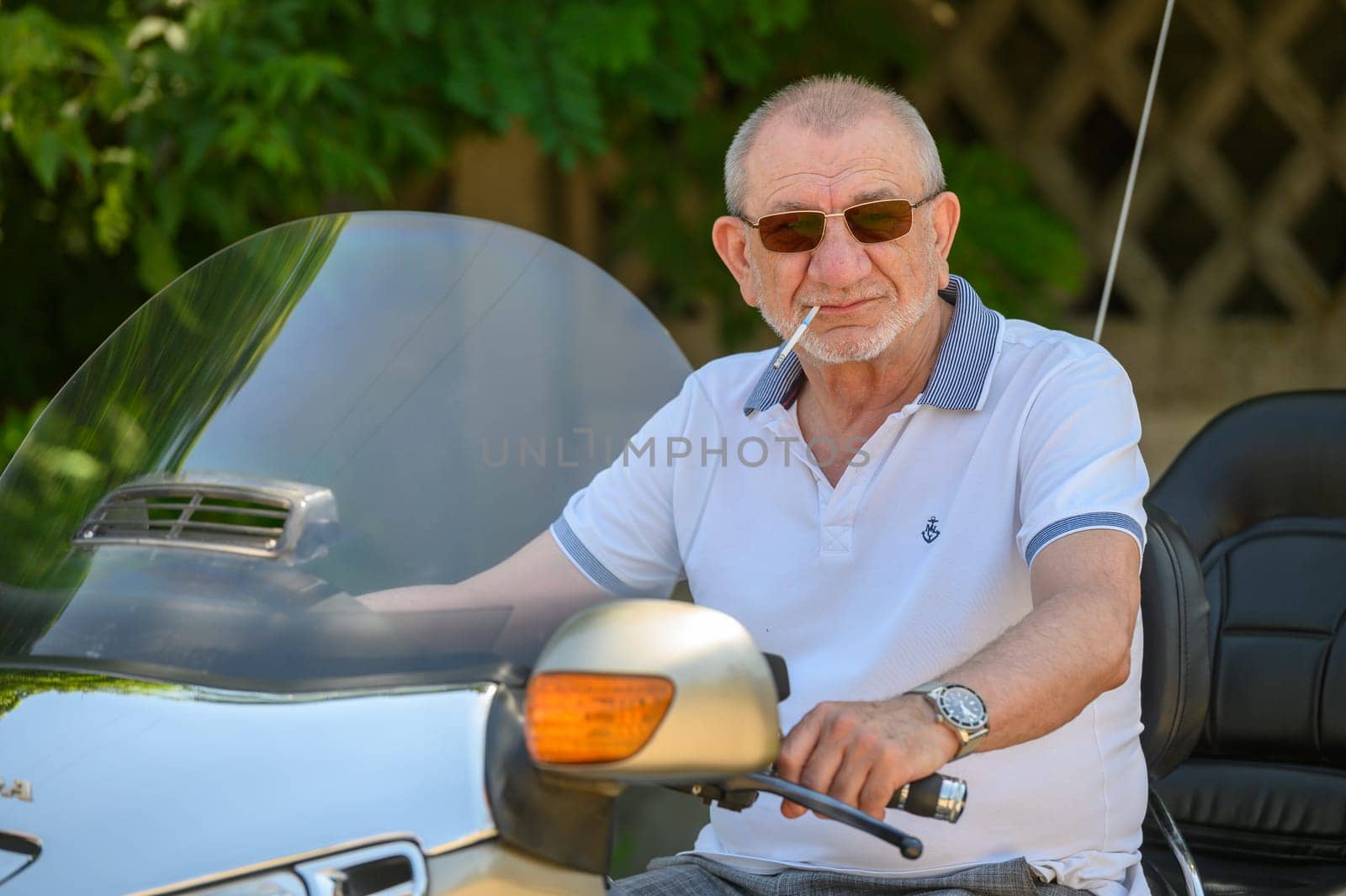 elderly man sitting on a motorcycle 3 by Mixa74