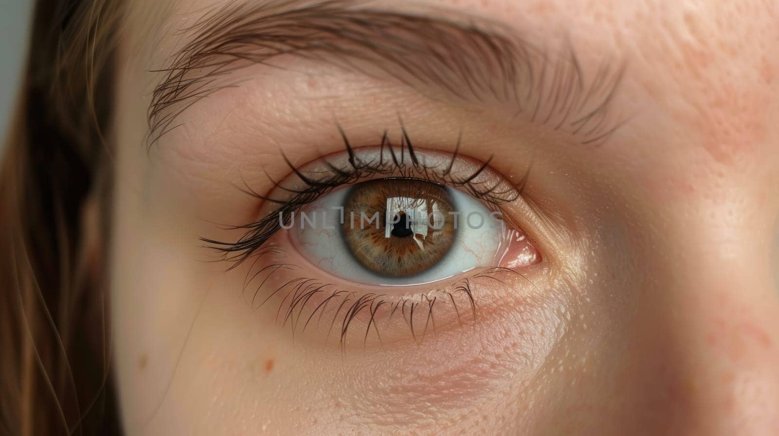 Macro view of the eye and pupil. Perfect vision. Realistic image with eyes close up AI