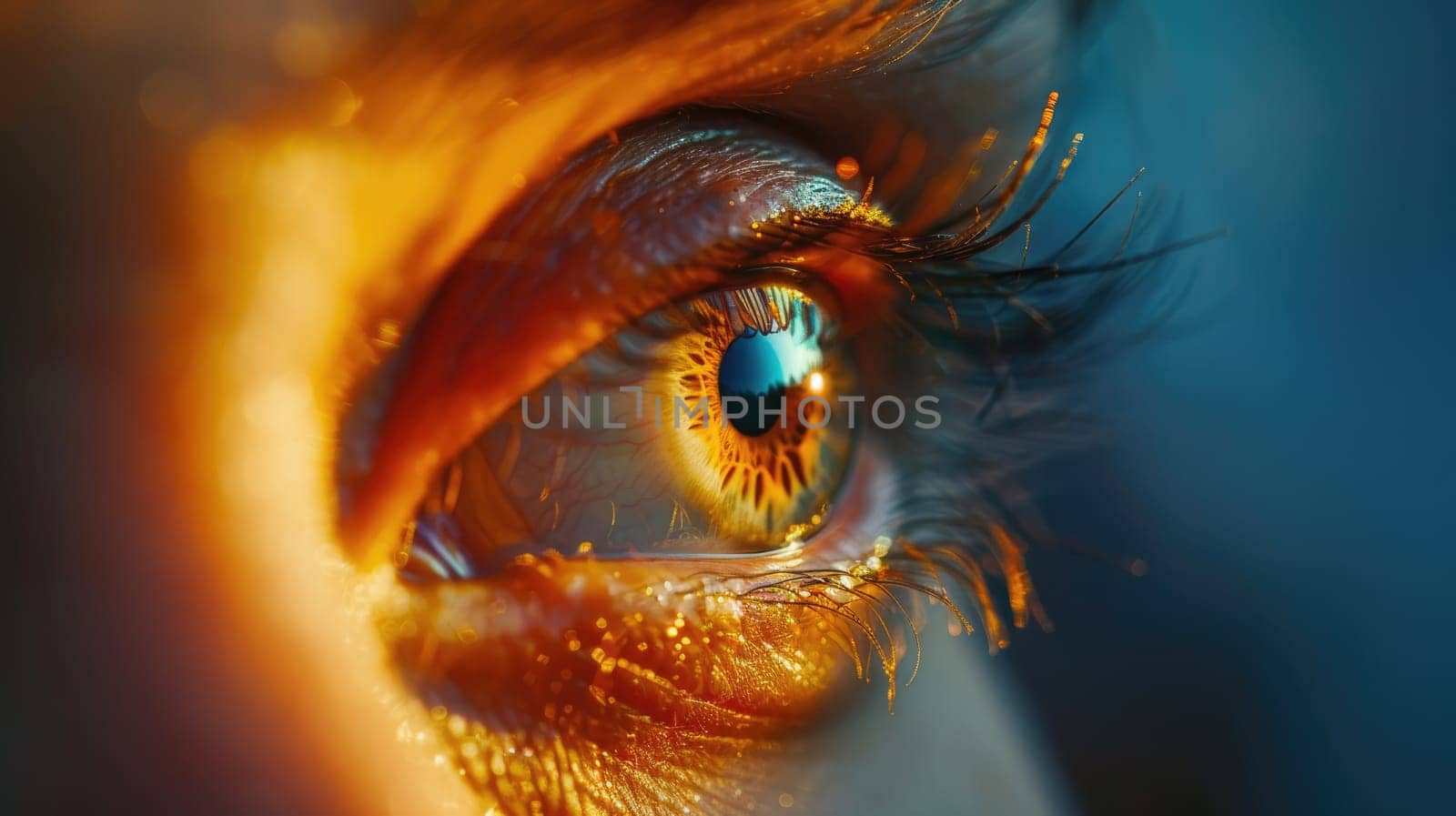 Macro view of the eye and pupil. Perfect vision. Abstract art image with eyes close up AI