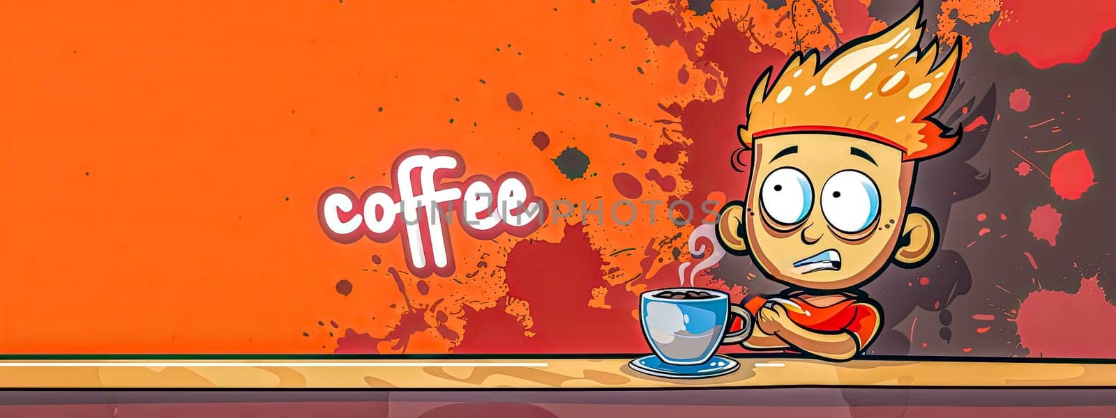 Sleepy cartoon character with morning coffee by Edophoto