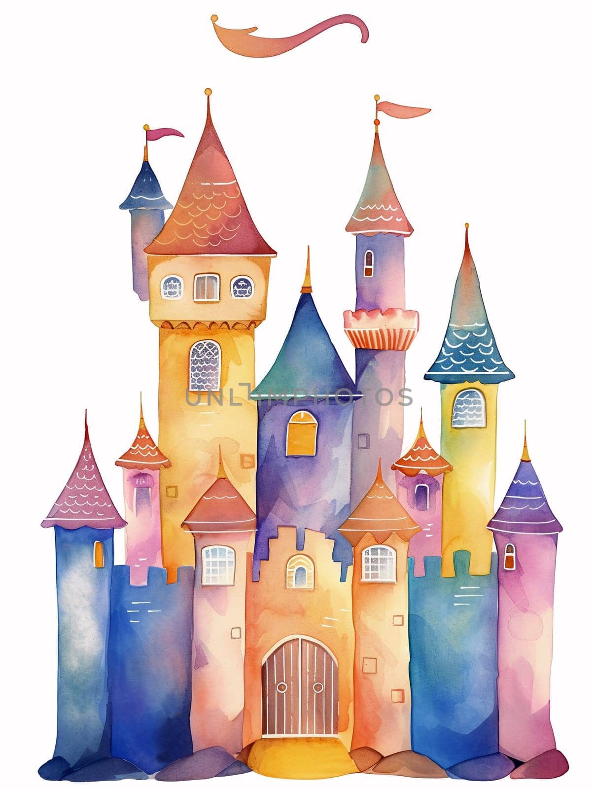Enchanting Watercolor Castle Illustration by chrisroll