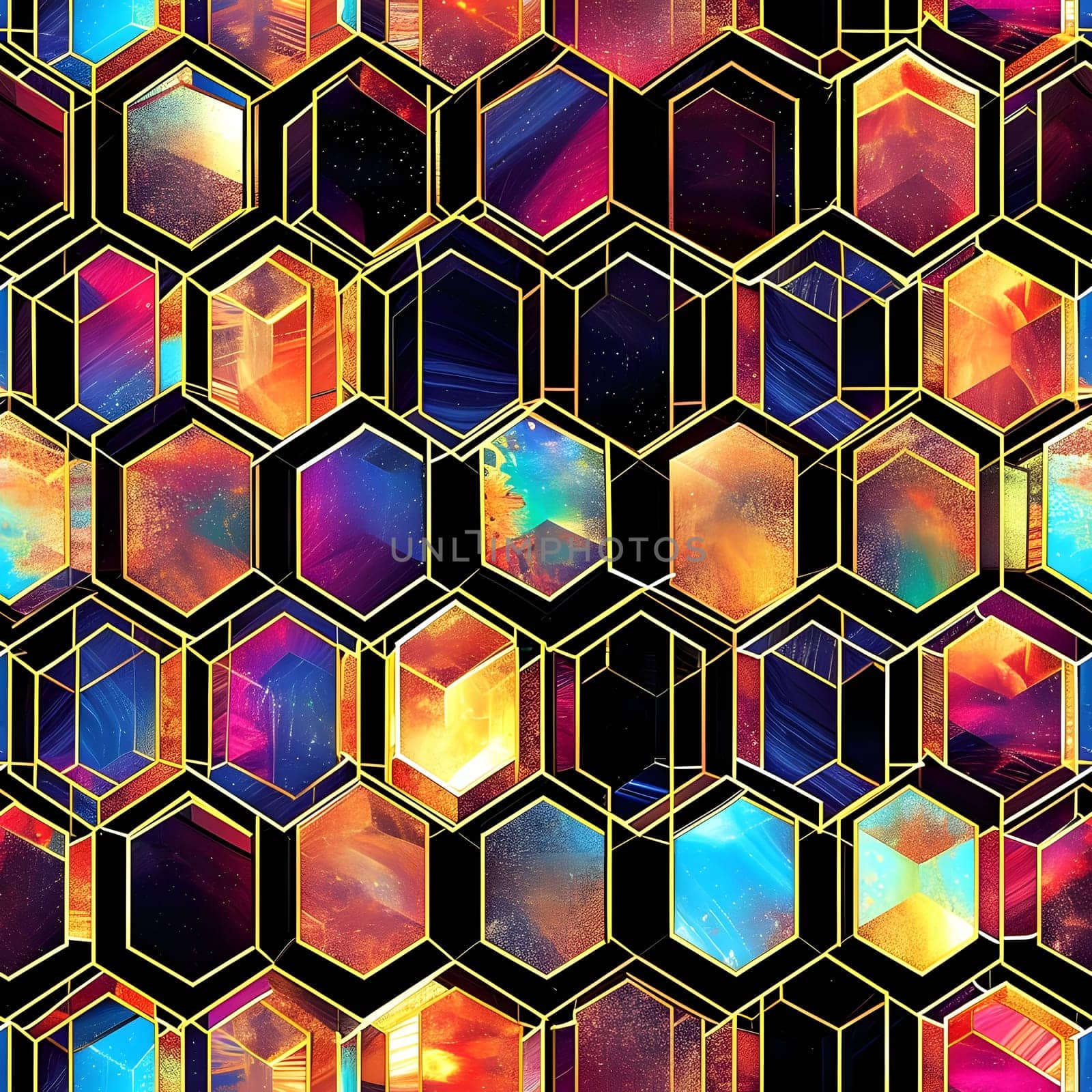 seamless texture and full-frame background of colorful glass mosaic honeycomb hexagonal tiles by z1b