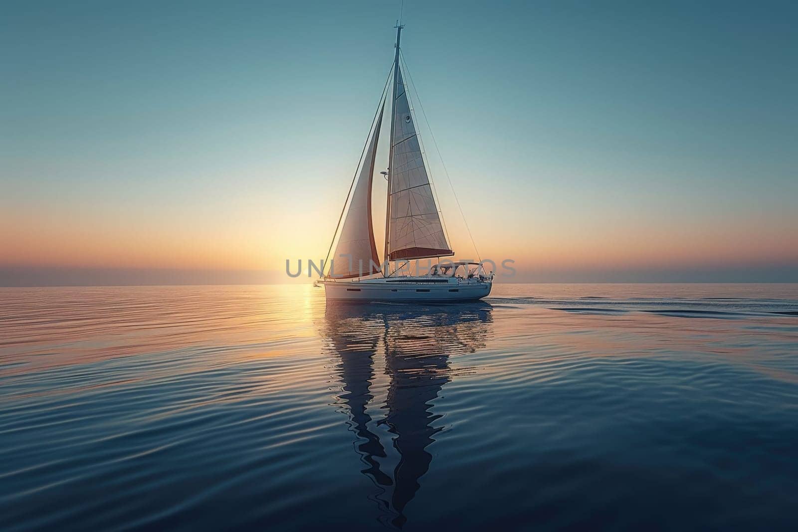 A sailboat is sailing in the ocean, Minimalist photography of a sailboat.
