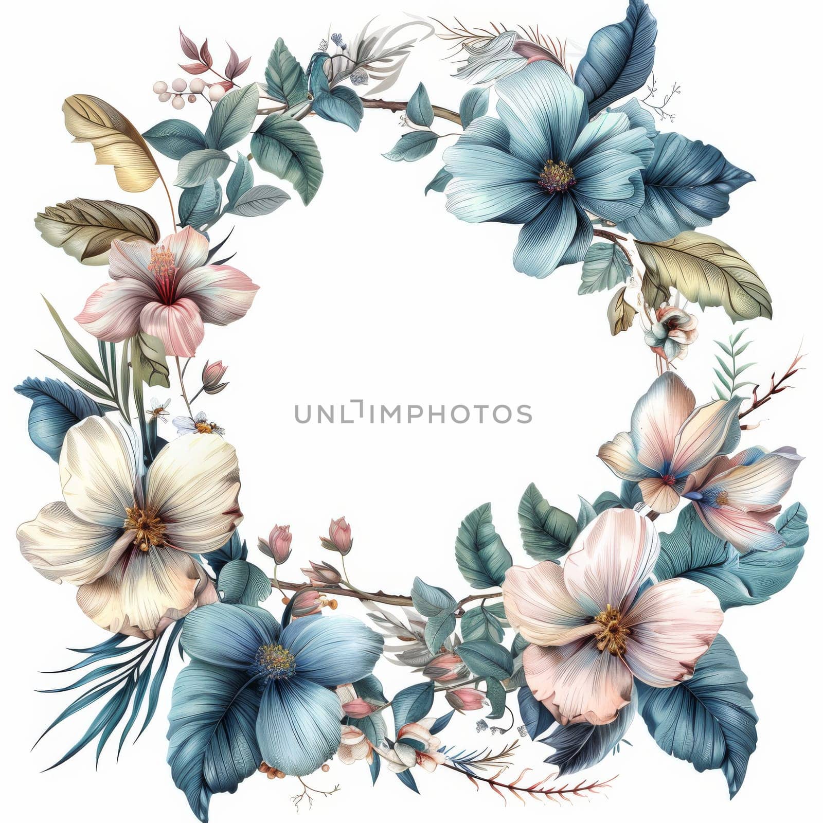 Elegant Floral Arrangement on White Background. Generative AI by itchaznong