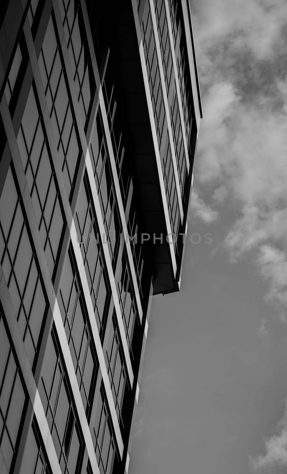 Black and white business architecture. details modern facade building 