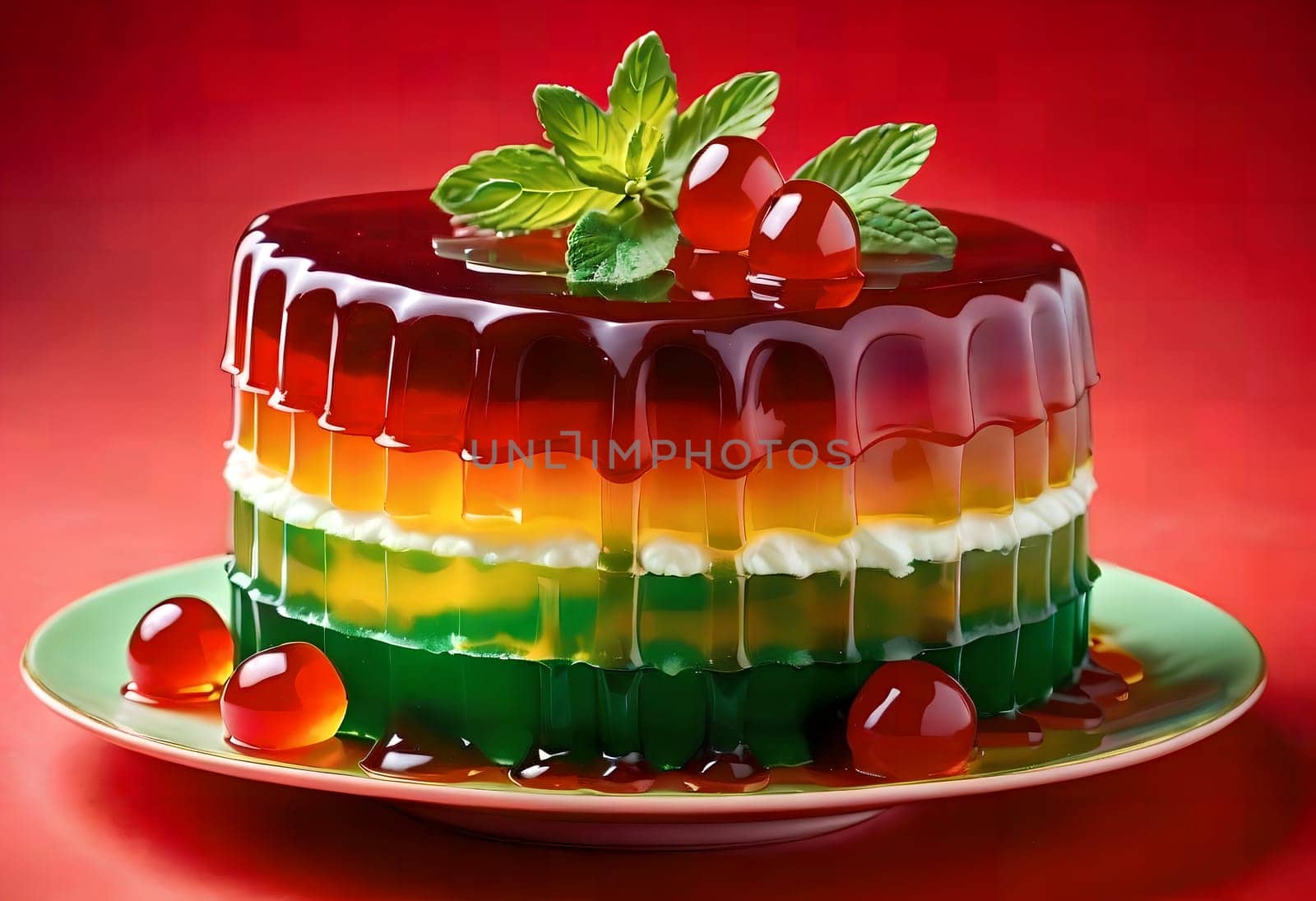 beautiful multi-layer multi-colored jelly cake. by Rawlik