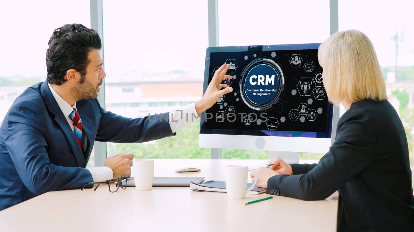 Customer relationship management system on modish computer for CRM business and enterprise