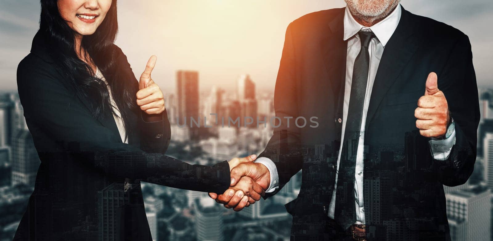 Double Exposure Image of Business and Finance uds by biancoblue