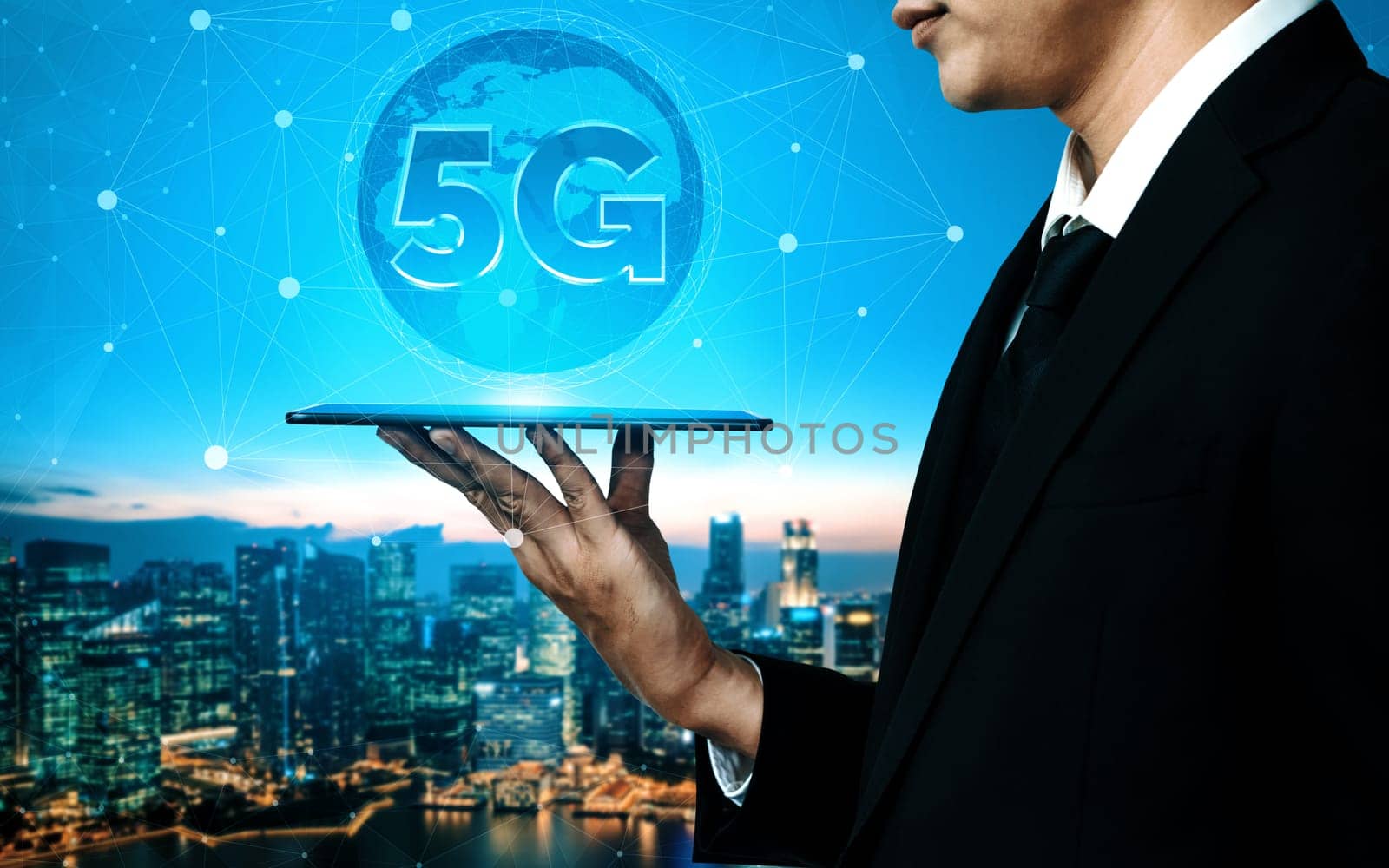 5G Communication Technology Wireless Internet Network for Global Business Growth, Social Media, Digital E-commerce and Entertainment Home Use. uds