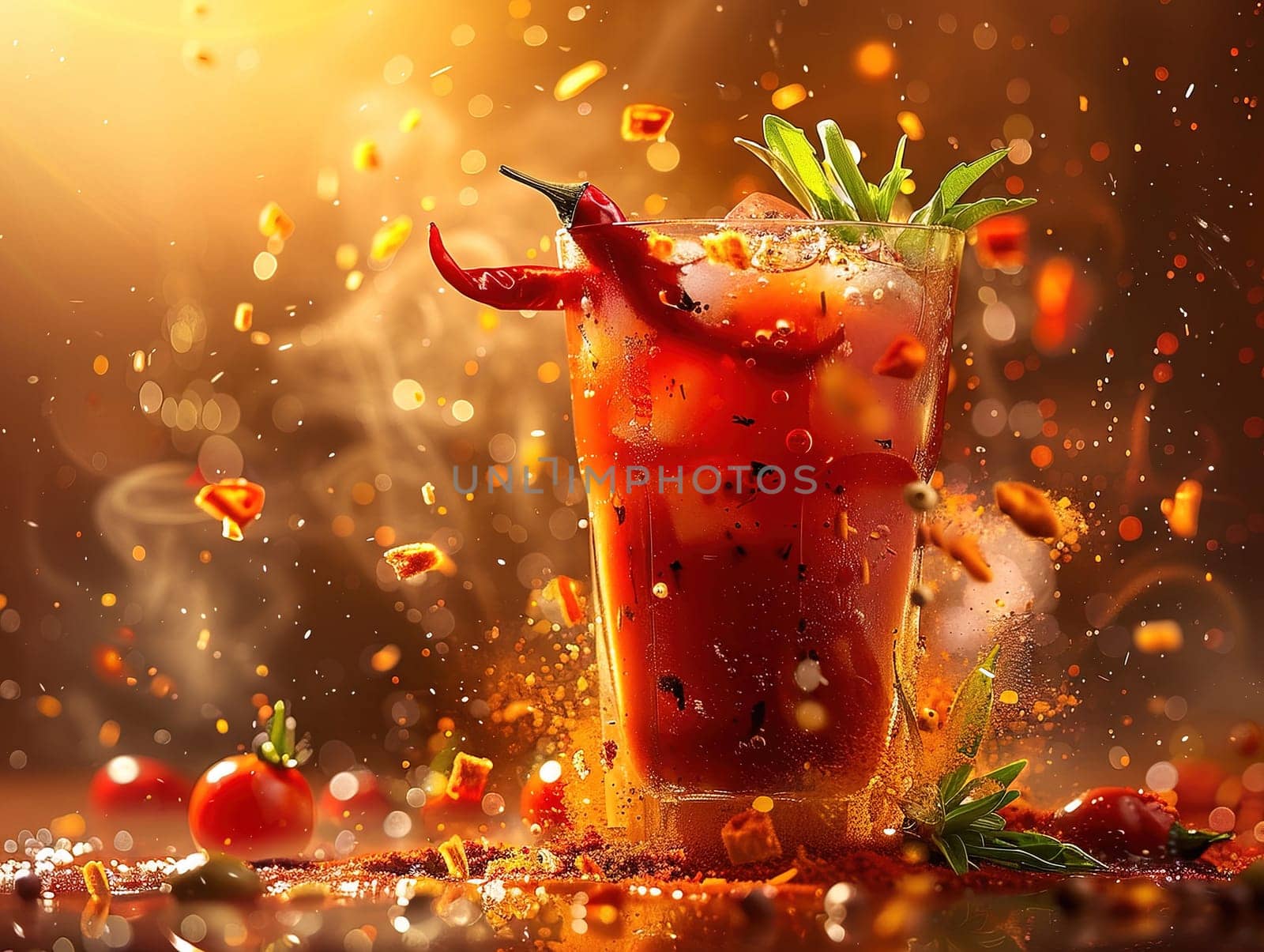 Delicious Caipirinha cocktail photography, explosion flavors studio lighting studio background, well-lit, vibrant colors, sharp-focus, high-quality, artistic, unique