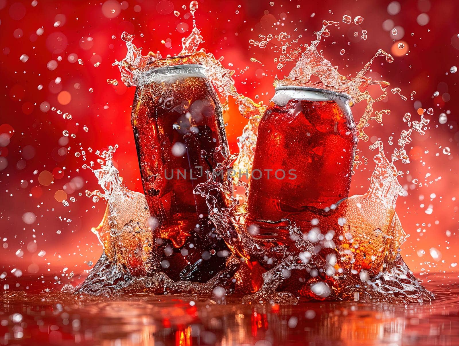 Delicious Cola photography, explosion flavors, studio lighting, studio background well-lit vibrant colors, sharp-focus, high-quality, artistic, unique. Cola in original glass with straw and ice cubes