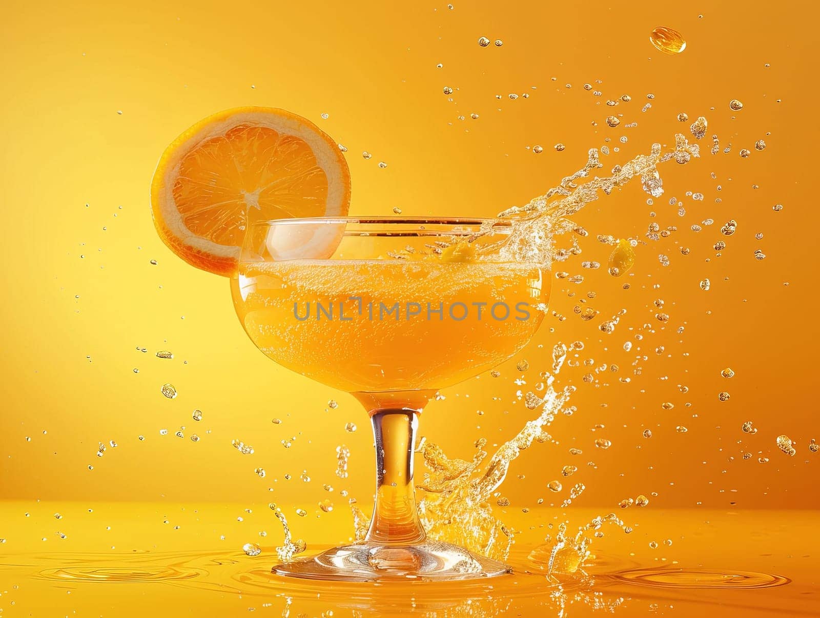 Fresh cocktail with orange and ice. Alcoholic, non-alcoholic drink-beverage at the bar counter in the night club. by mr-tigga