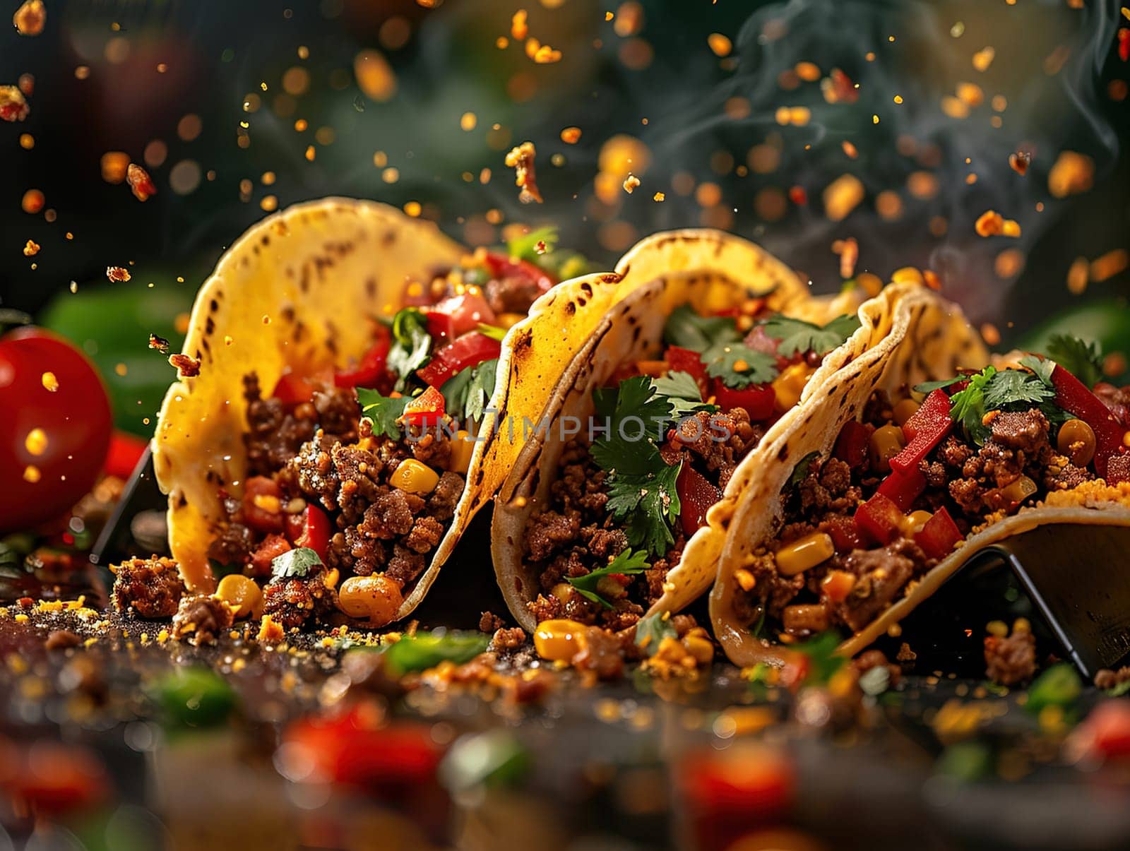 Quesadillas or nachos. Mexican dish with tortillas. Delicious quesadillas photography, explosion flavors, studio lighting, studio background, well-lit, vibrant colors, sharp-focus