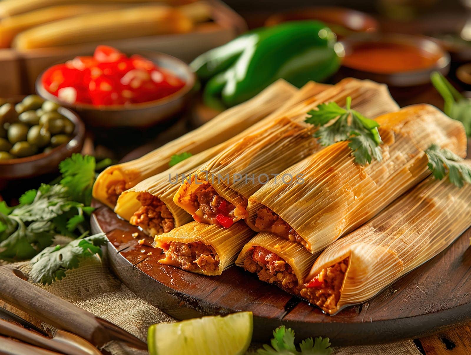 Delicious tortas photography, explosion flavors, studio lighting, studio background well-lit, vibrant colors, sharp-focus, high-quality, unique flat bread. In Mexico, a torta is a kind of sandwich.