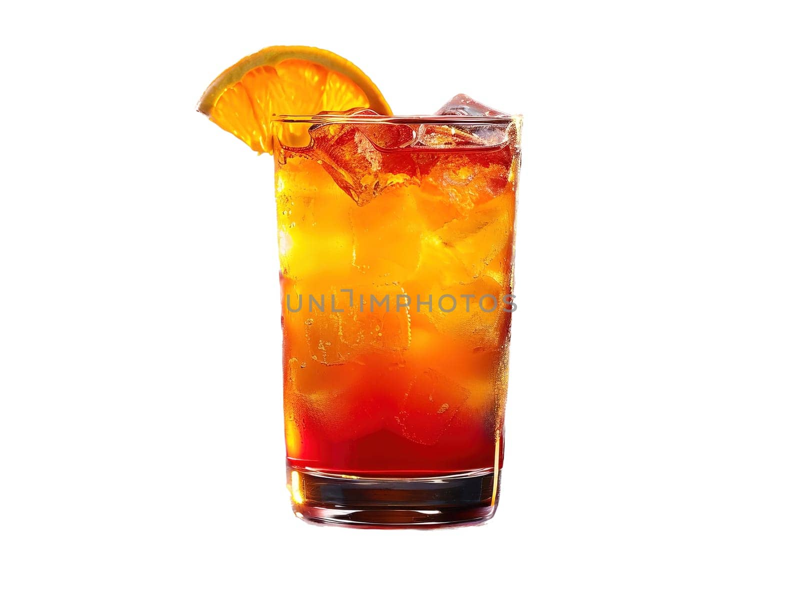 Tequila Sunrise Cocktail in vintage glass. Delicious Tequila Sunrise cocktail photography, explosion flavors, studio lighting, studio background, well-lit, vibrant colors, sharp-focus, high-quality, artistic, unique