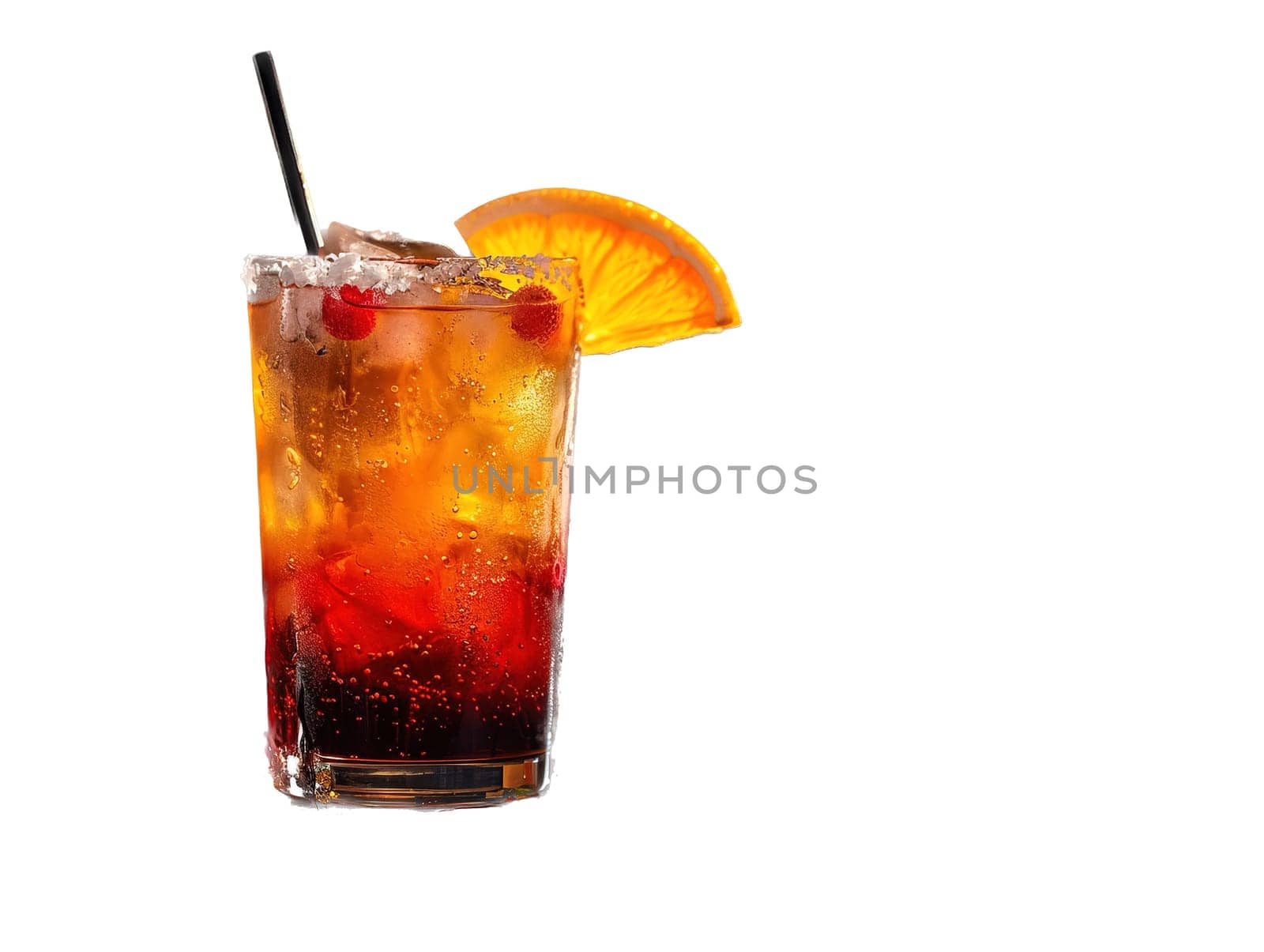 Delicious Tequila Sunrise cocktail photography, explosion flavors, studio lighting, studio background, well-lit, vibrant colors, sharp-focus, high-quality, artistic, unique. Tequila Sunrise Cocktail in vintage glass by mr-tigga