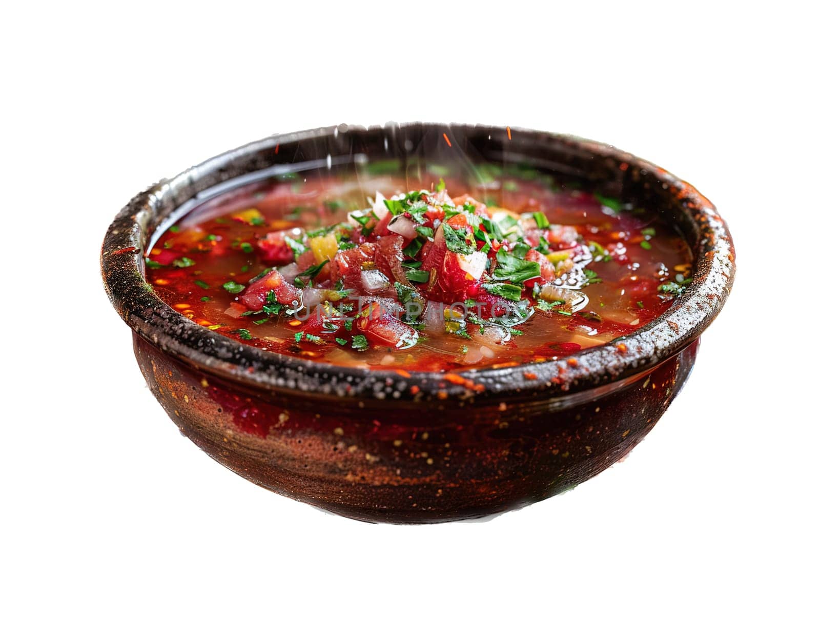 Delicious ukrainian borsch photography, explosion flavors, studio lighting, studio background, well-lit, vibrant colors, sharp-focus, high-quality, artistic, unique. Ukrainian borsch with pampushkas