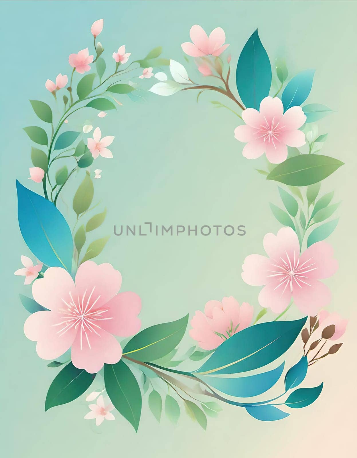 Floral wreath with spring flowers on background. Vector illustration. by yilmazsavaskandag