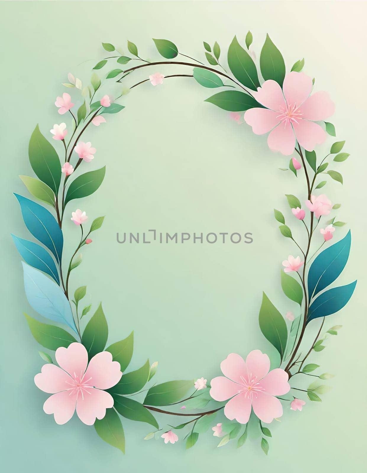 Floral wreath with spring flowers on background. Vector illustration. by yilmazsavaskandag