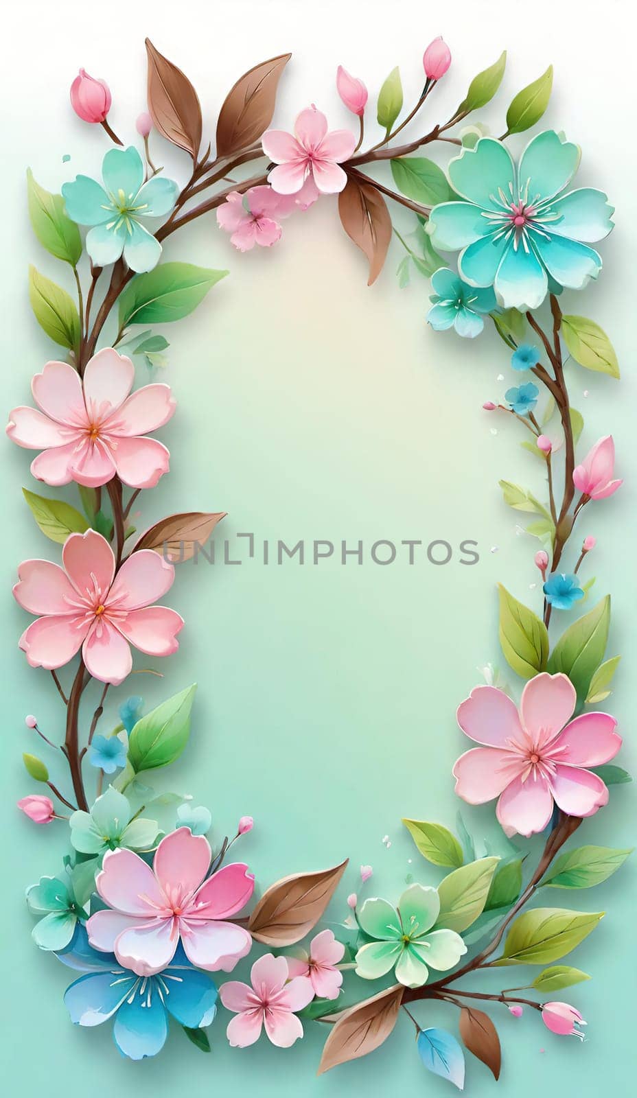 Floral wreath with spring flowers on background. Vector illustration. by yilmazsavaskandag