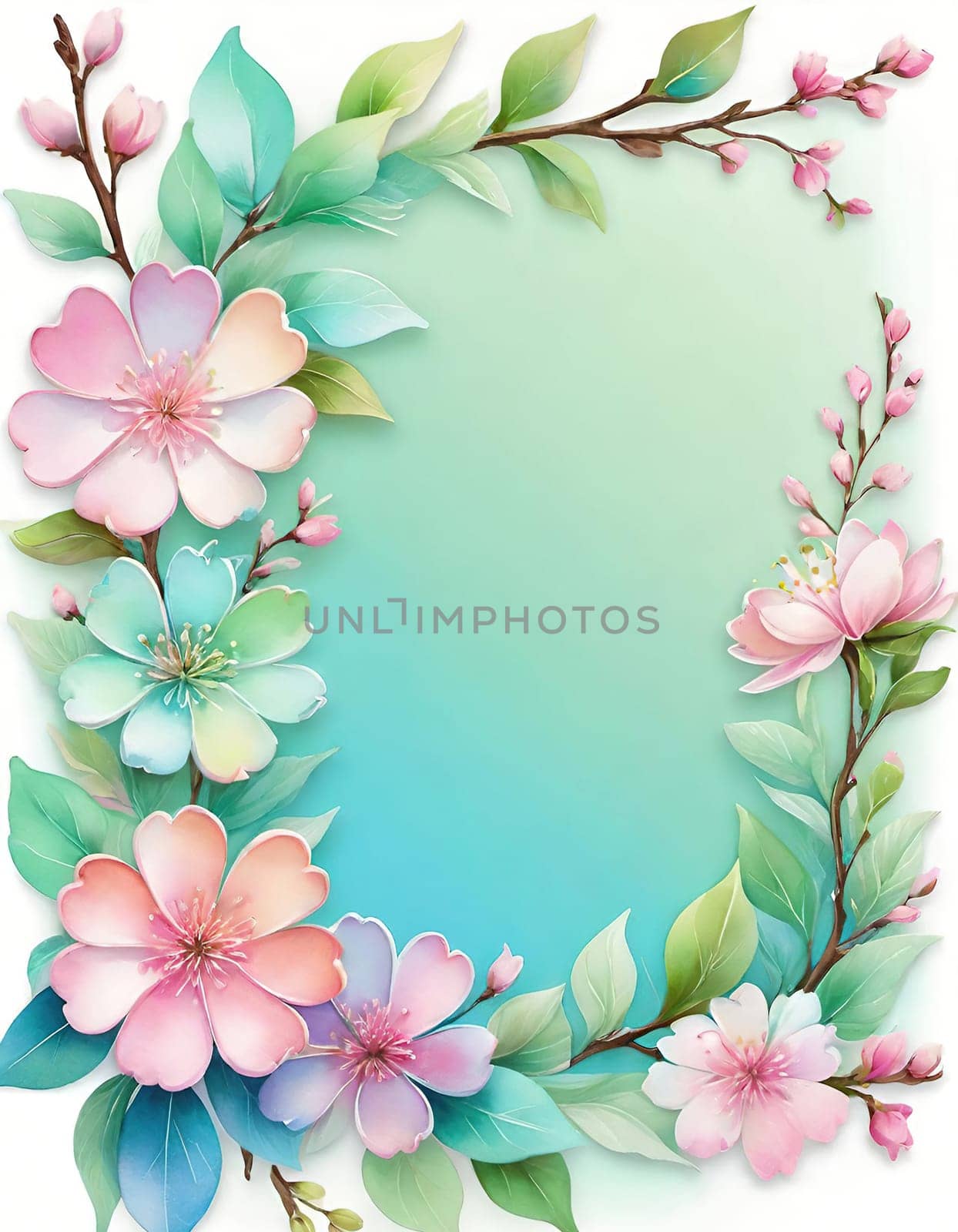 Floral wreath with spring flowers on background. Vector illustration. by yilmazsavaskandag