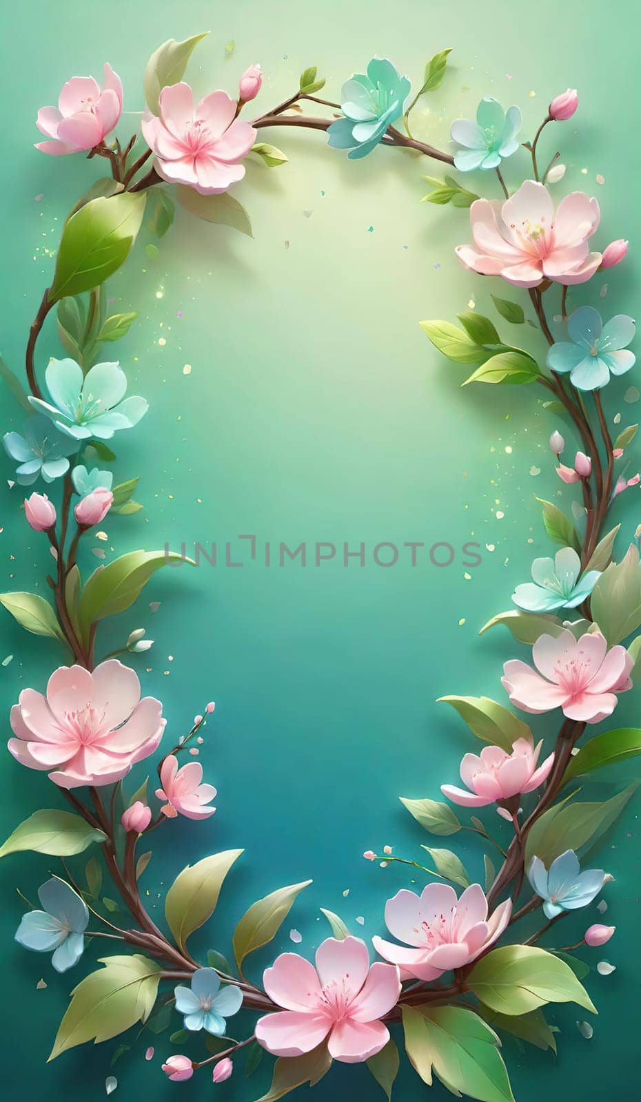 Floral wreath with spring flowers on background. Vector illustration. by yilmazsavaskandag