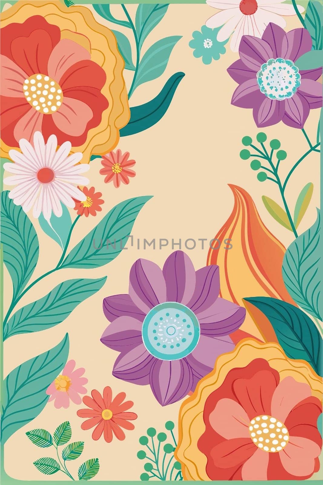 Floral seamless pattern with pink flowers and green leaves by yilmazsavaskandag