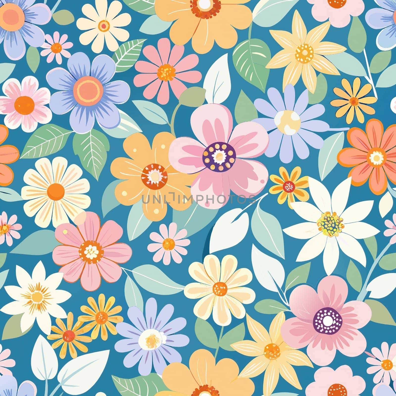 Floral seamless pattern with pink flowers and green leaves by yilmazsavaskandag