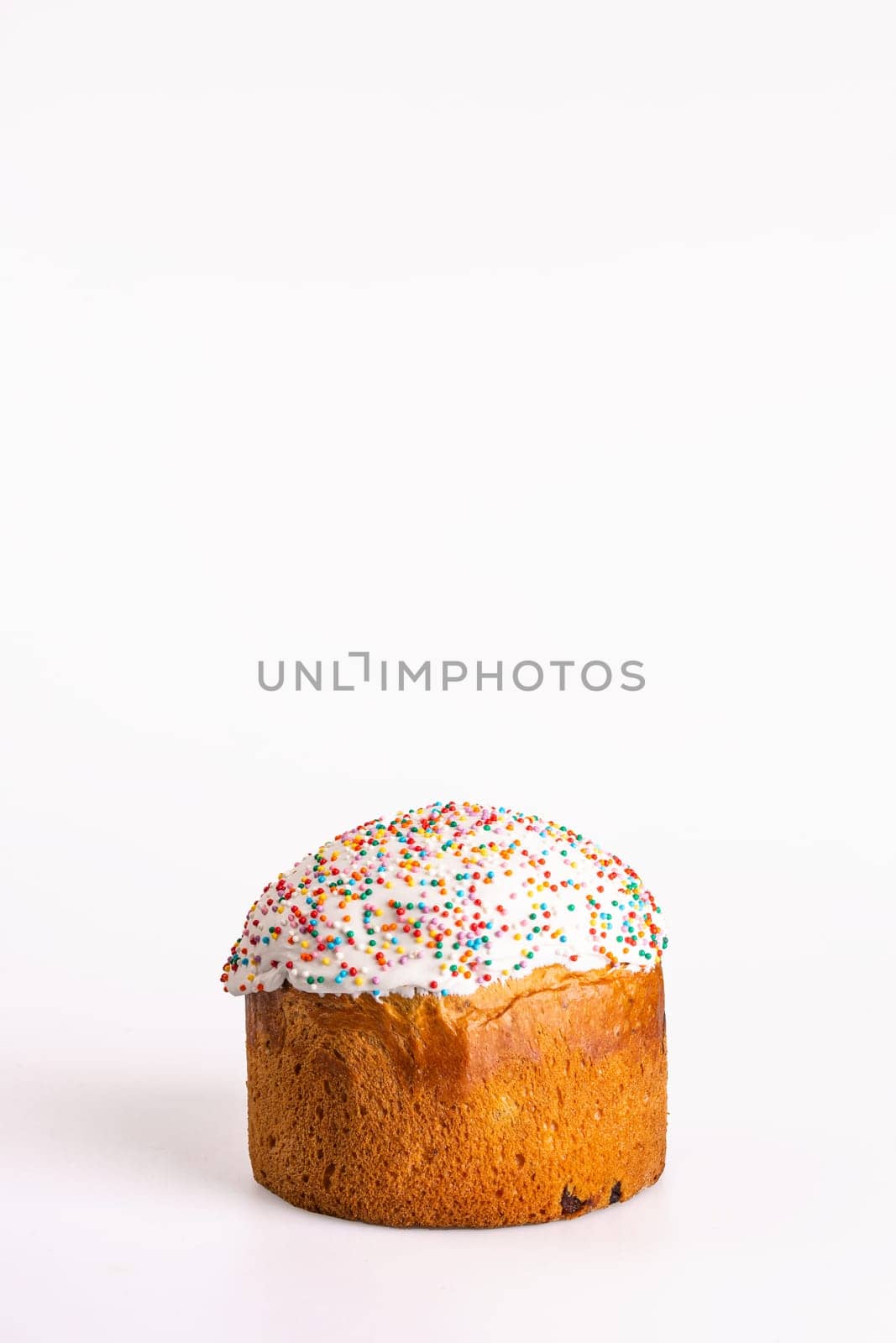 Traditional Orthodox Easter Bread, Kulich, Isolated on White Background by Pukhovskiy