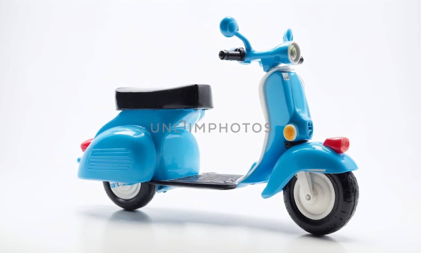 Classic blue scooter isolated on white background. 3d rendering