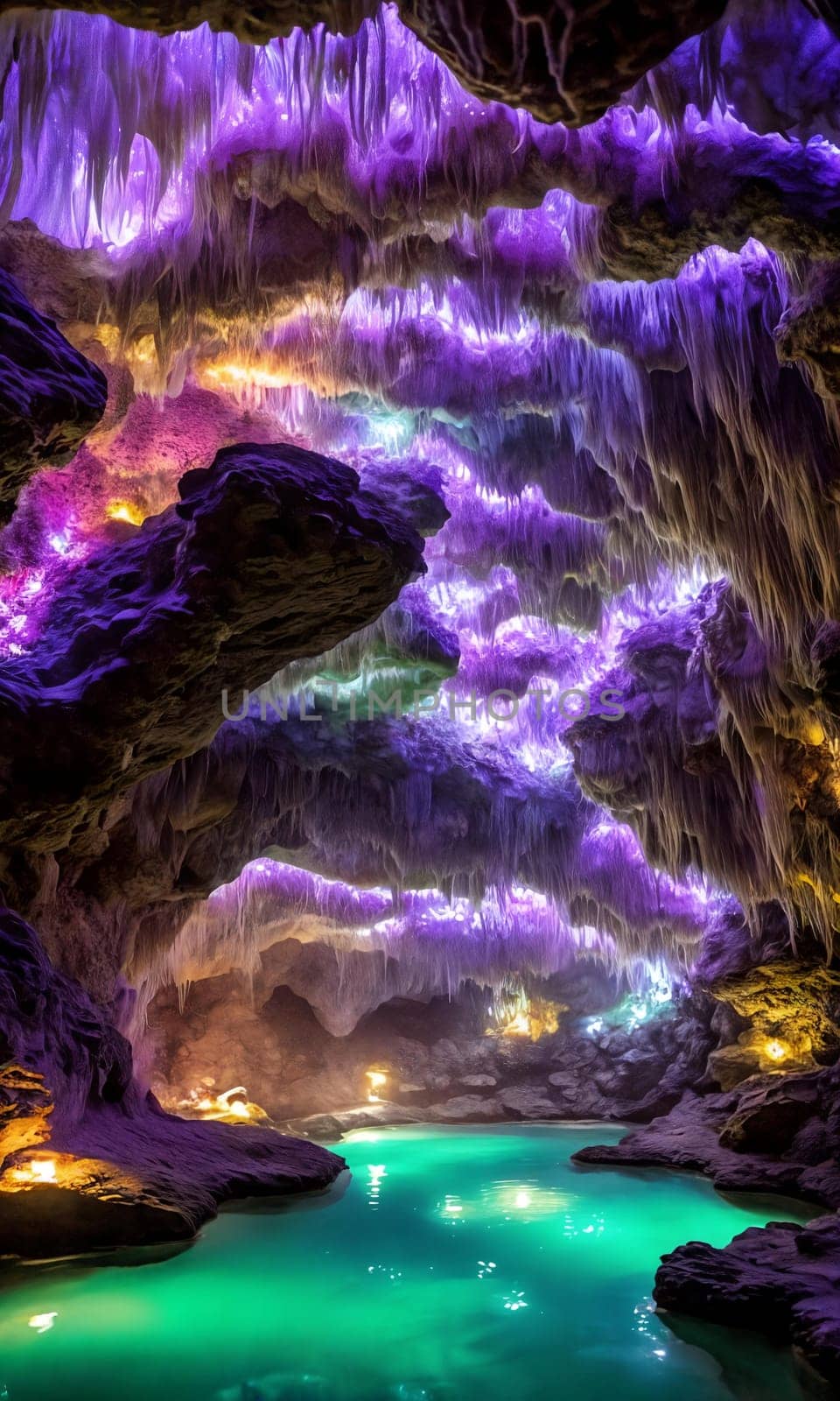 Glowing Caverns. An underground wonderland, a cavern adorned with luminescent crystals. Their soft glow reveals winding tunnels, reflecting pools, and the promise of hidden treasures.