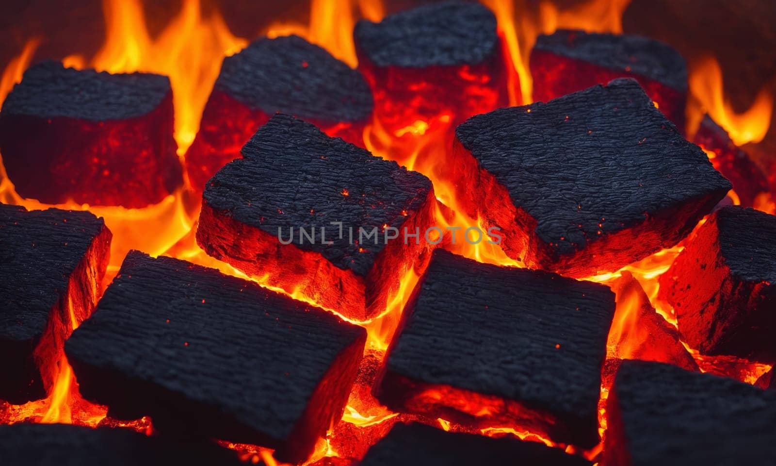 High view of burning coals in the background by Andre1ns