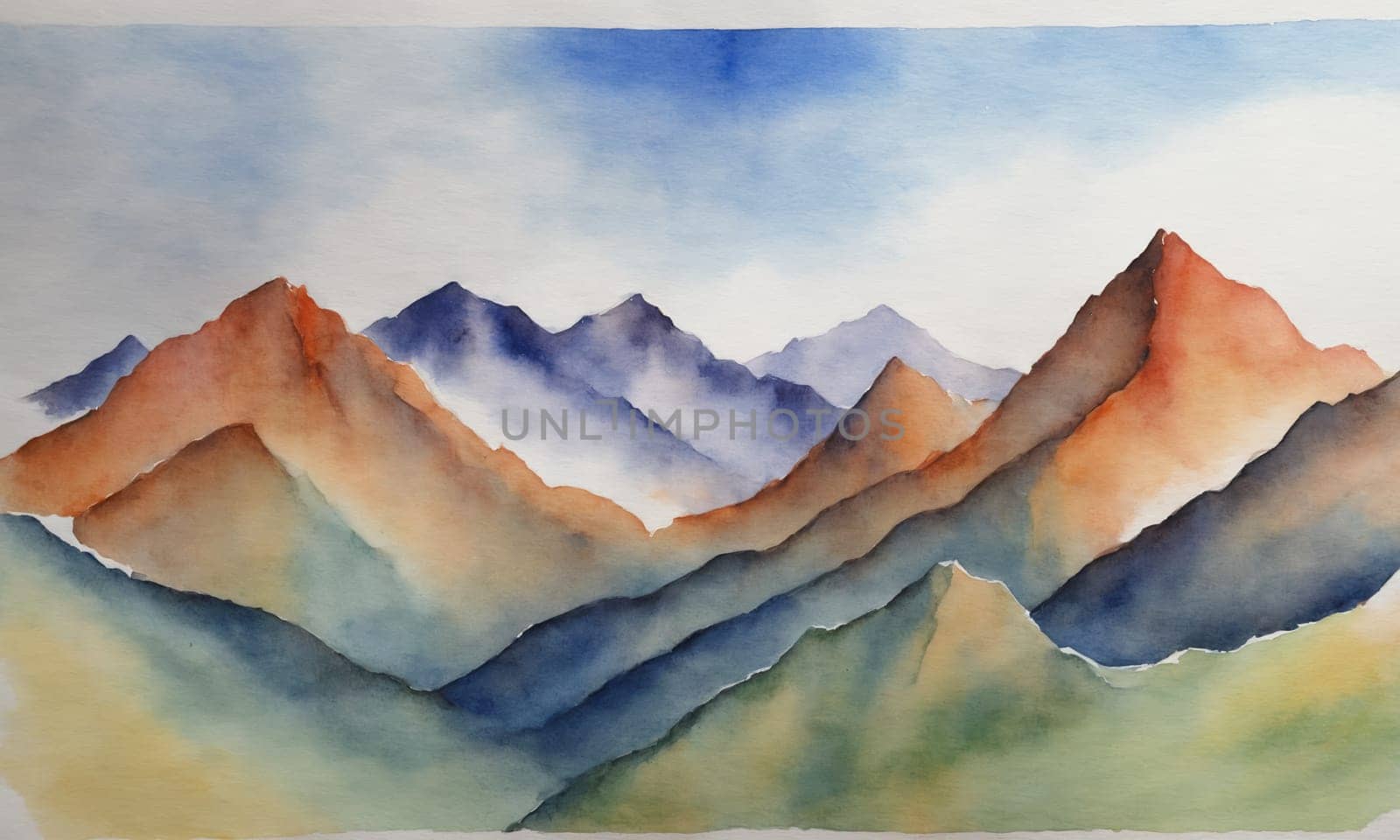 Abstract watercolor painting of mountains. Digital art painting on canvas. by Andre1ns