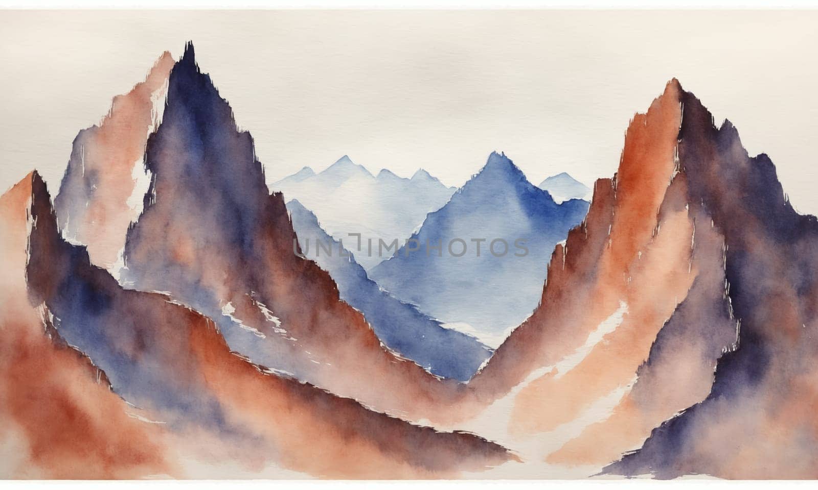 Abstract watercolor painting of mountains. Digital art painting on canvas. by Andre1ns